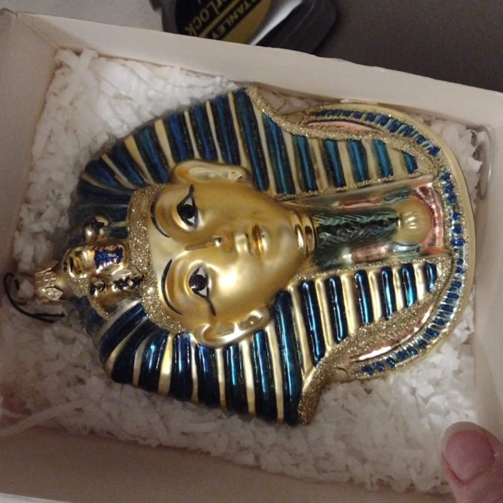 Tutankhamen 2 Kurt Adler Ornament Gold Glittered Pharaoh Polonaise Glass…